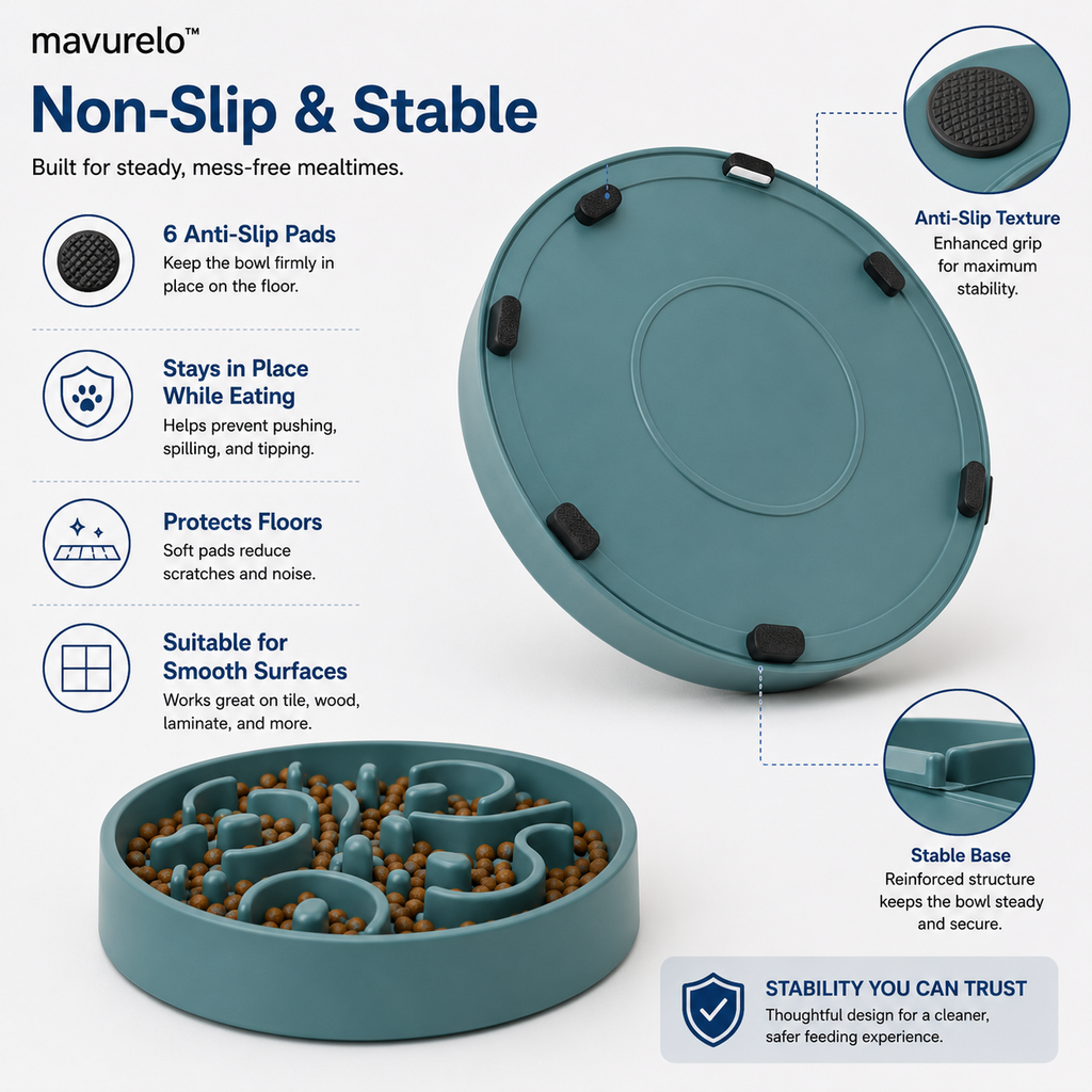 Mavurelo™ PuzzleFlow Slow Feeder Bowl – Interactive Maze Feeding Bowl for Dogs with Non-Slip Base