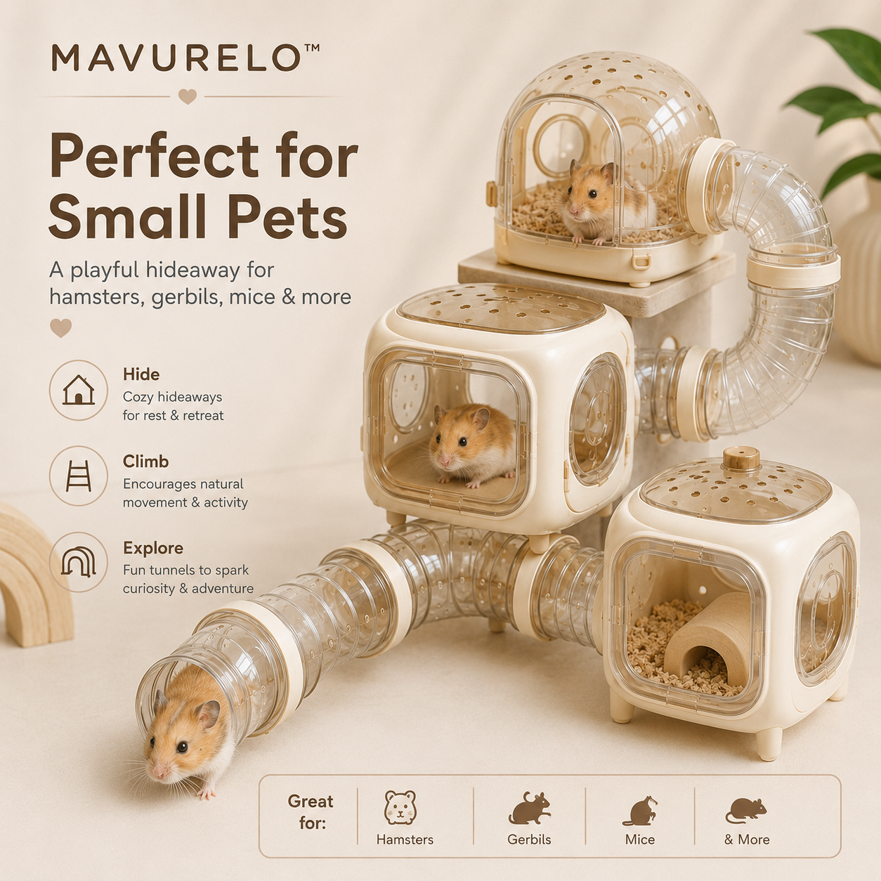 MAVURELO™ CozyMaze Modular Small Pet Tunnel System