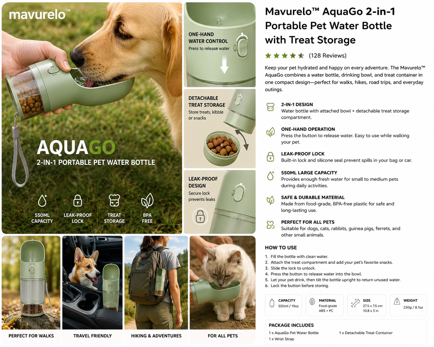 Mavurelo™ MistGlide 3-in-1 Self-Cleaning Pet Grooming Brush with Fine Mist Spray