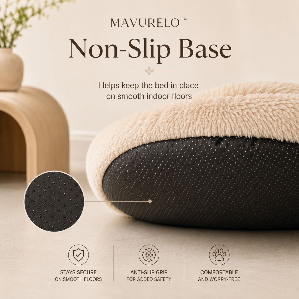 MAVURELO™ CloudNest Calming Pet Bed – Ultra-Soft Washable Donut Bed for Dogs, Cats & Small Pets