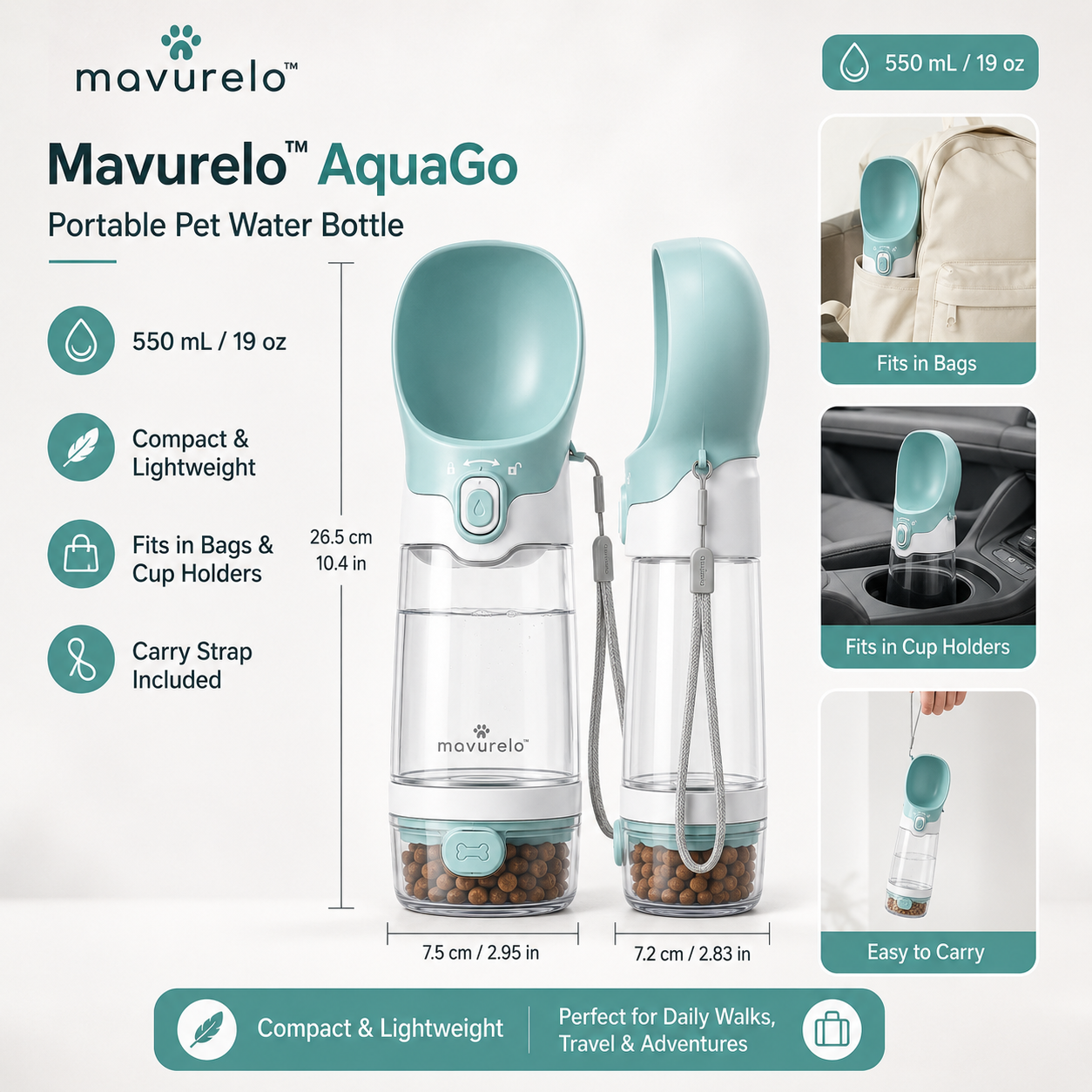 Mavurelo™ AquaGo 2-in-1 Portable Pet Water Bottle