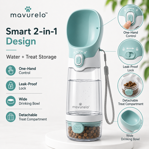 Mavurelo™ AquaGo 2-in-1 Portable Pet Water Bottle