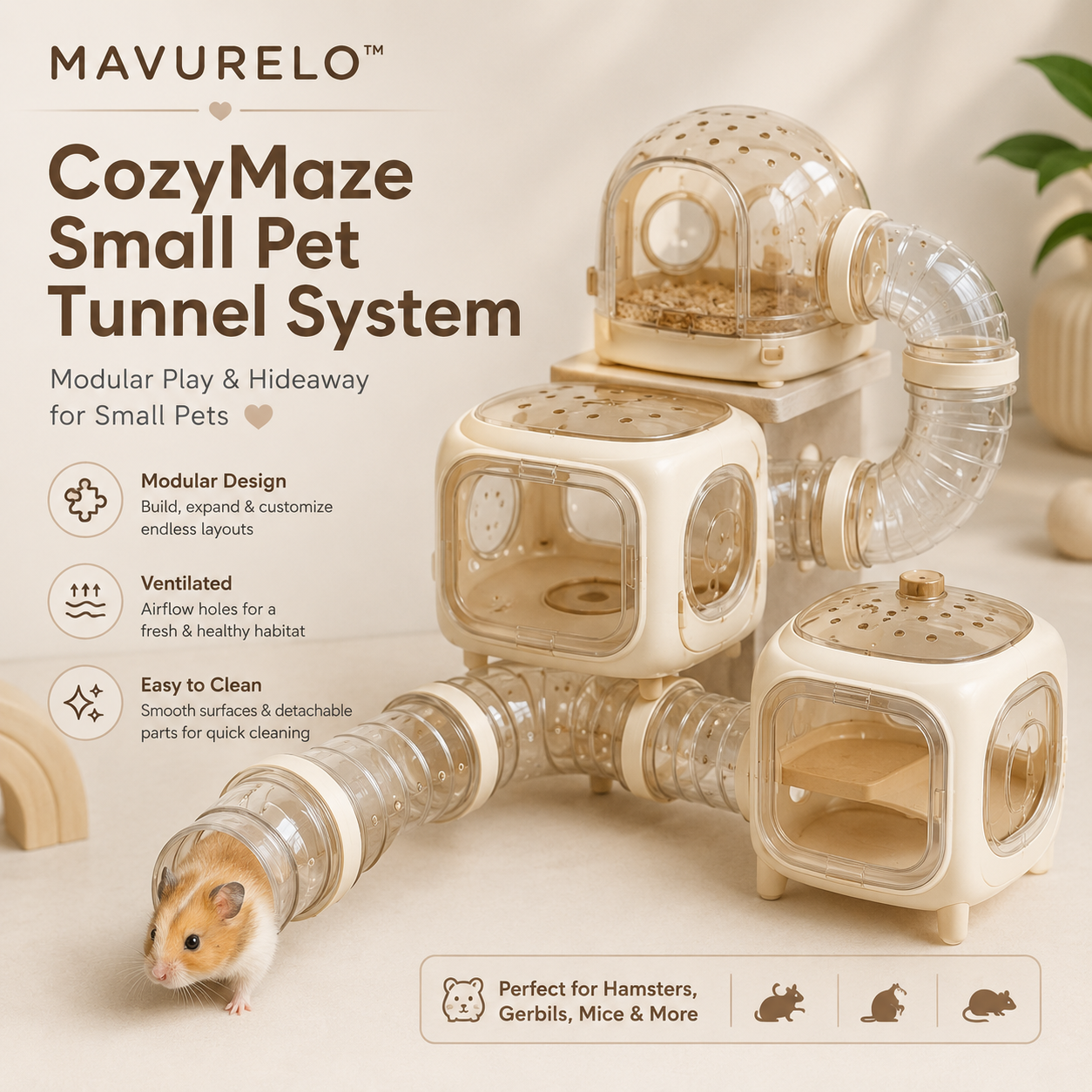 MAVURELO™ CozyMaze Modular Small Pet Tunnel System