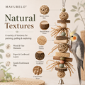 MAVURELO™ FeatherQuest Bird Foraging Toy – Natural Hanging Enrichment Toy for Budgies, Cockatiels, Lovebirds and Small Parrots